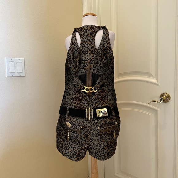 NWOT Pit Bull jeans Brazilian cheetah jean romper with removable inserts - Picture 7 of 10